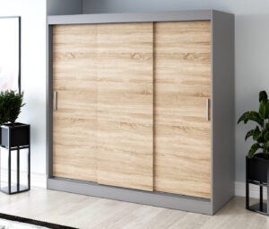 Szafa przesuwna 200x200 Gold, Antracyt mat / Dąb Sonoma