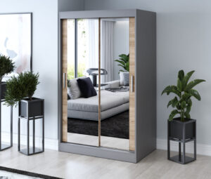 Szafa przesuwna 120x200 Karl, Antracyt mat / Dąb Sonoma