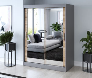 Szafa przesuwna 150x200 Karl, Antracyt mat / Dąb Sonoma