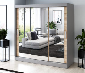 Szafa przesuwna 200x200 Karl, Antracyt mat / Dąb Sonoma