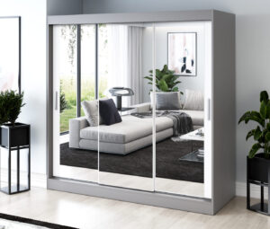 Szafa przesuwna 200x200 Karl, Antracyt mat / Biały mat