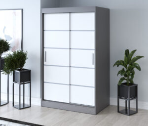 Szafa przesuwna 120x200 Nina, Antracyt mat / Biały mat