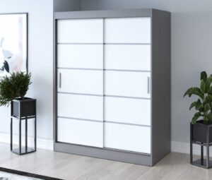 Szafa przesuwna 150x200 Nina, Antracyt mat / Biały mat