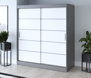 Szafa przesuwna 180x200 Nina, Antracyt mat / Biały mat