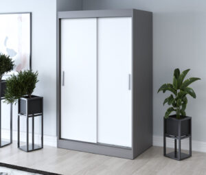 Szafa przesuwna 120x200 Gold, Antracyt mat / Biały mat