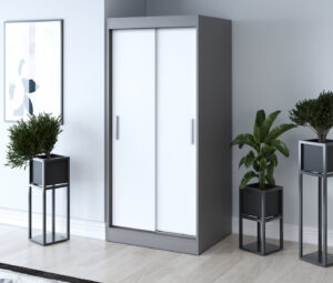 Szafa przesuwna 90x200 Gold, Antracyt mat / Biały mat