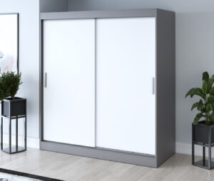 Szafa przesuwna 180x200 Gold, Antracyt mat / Biały mat