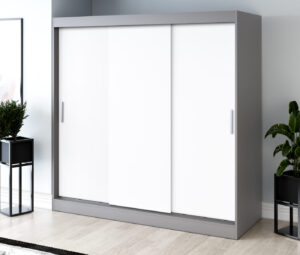 Szafa przesuwna 200x200 Gold, Antracyt mat / Biały mat