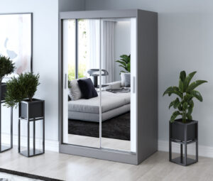 Szafa przesuwna 120x200 Karl, Antracyt mat / Biały mat