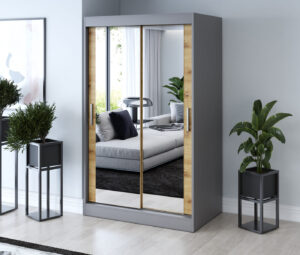 Szafa przesuwna 120x200 Karl, Antracyt mat / Dąb Artisan