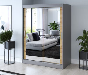 Szafa przesuwna 150x200 Karl, Antracyt mat / Dąb Artisan