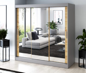 Szafa przesuwna 200x200 Karl, Antracyt mat / Dąb Artisan