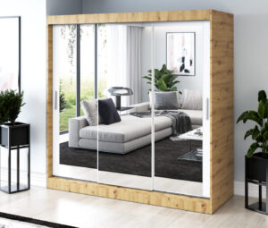 Szafa przesuwna 200x200 Karl, Dąb Artisan / Biały mat