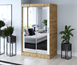 Szafa przesuwna 120x200 Karl, Dąb Artisan / Biały mat