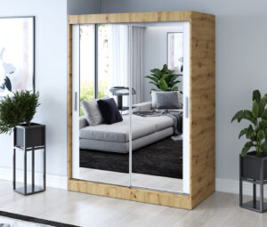 Szafa przesuwna 150x200 Karl, Dąb Artisan / Biały mat