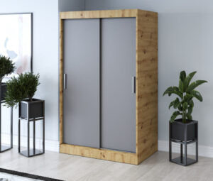 Szafa przesuwna 120x200 Gold, Dąb Artisan / Antracyt mat