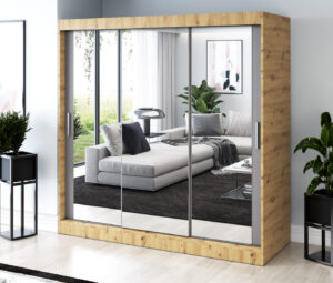 Szafa przesuwna 200x200 Karl, Dąb Artisan / Antracyt mat