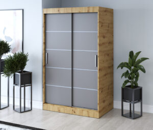 Szafa przesuwna 120x200 Nina, Dąb Artisan / Antracyt mat