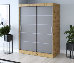 Szafa przesuwna 150x200 Nina, Dąb Artisan / Antracyt mat