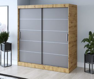 Szafa przesuwna 180x200 Nina, Dąb Artisan / Antracyt mat