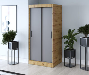 Szafa przesuwna 90x200 Gold, Dąb Artisan / Antracyt mat