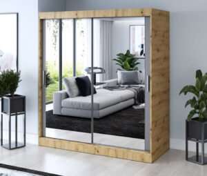 Szafa przesuwna 180x200 Karl, Dąb Artisan / Antracyt mat