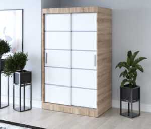 Szafa przesuwna 120x200 Nina, Dąb Sonoma / Biały mat