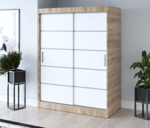 Szafa przesuwna 150x200 Nina, Dąb Sonoma / Biały mat