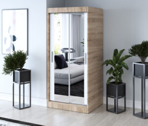 Szafa przesuwna 90x200 Karl, Dąb Sonoma / Biały mat