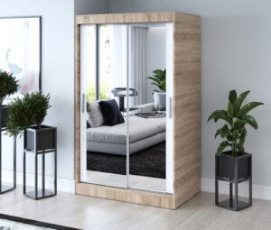 Szafa przesuwna 120x200 Karl, Dąb Sonoma / Biały mat