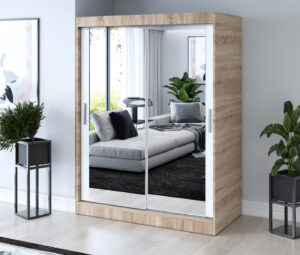 Szafa przesuwna 150x200 Karl, Dąb Sonoma / Biały mat