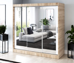 Szafa przesuwna 200x200 Karl, Dąb Sonoma / Biały mat