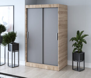 Szafa przesuwna 120x200 Gold, Dąb Sonoma / Antracyt mat