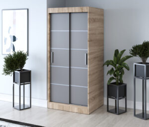 Szafa przesuwna 90x200 Nina, Dąb Sonoma / Antracyt mat