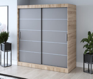 Szafa przesuwna 180x200 Nina, Dąb Sonoma / Antracyt mat
