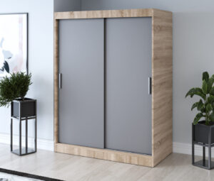 Szafa przesuwna 150x200 Gold, Dąb Sonoma / Antracyt mat