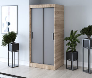 Szafa przesuwna 90x200 Gold, Dąb Sonoma / Antracyt mat