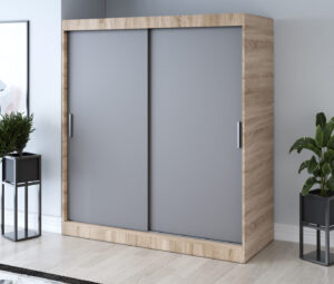 Szafa przesuwna 180x200 Gold, Dąb Sonoma / Antracyt mat