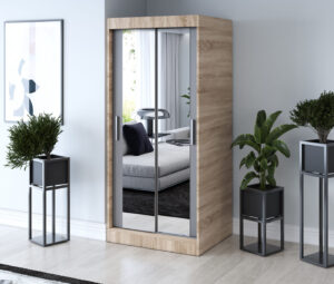 Szafa przesuwna 90x200 Karl, Dąb Sonoma / Antracyt mat