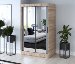 Szafa przesuwna 120x200 Karl, Dąb Sonoma / Antracyt mat
