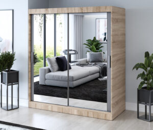 Szafa przesuwna 180x200 Karl, Dąb Sonoma / Antracyt mat