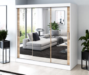 Szafa przesuwna 200x200 Karl, Biały mat / Dąb Sonoma