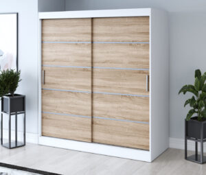 Szafa przesuwna 180x200 Nina, Biały mat / Dąb Sonoma