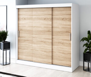 Szafa przesuwna 200x200 Gold, Biały mat / Dąb Sonoma