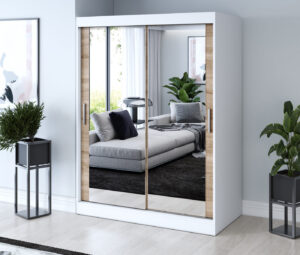 Szafa przesuwna 150x200 Karl, Biały mat / Dąb Sonoma