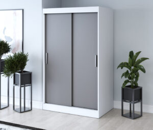 Szafa przesuwna 120x200 Gold, Biały mat / Antracyt mat