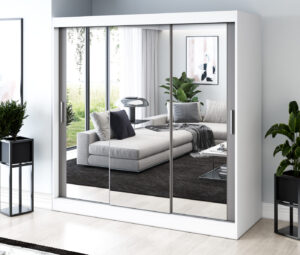 Szafa przesuwna 200x200 Karl, Biały mat / Antracyt mat