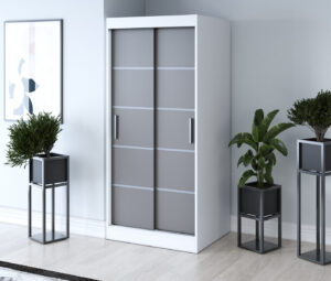 Szafa przesuwna 90x200 Nina, Biały mat / Antracyt mat