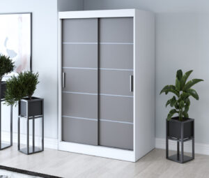 Szafa przesuwna 120x200 Nina, Biały mat / Antracyt mat