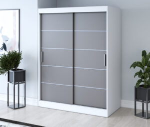 Szafa przesuwna 150x200 Nina, Biały mat / Antracyt mat